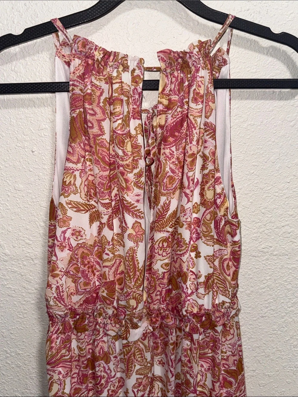 Japna Pink Orange Paisley Floral Halter Maxi Dress Small Sleeveless Boho Summer - Picture 8 of 11